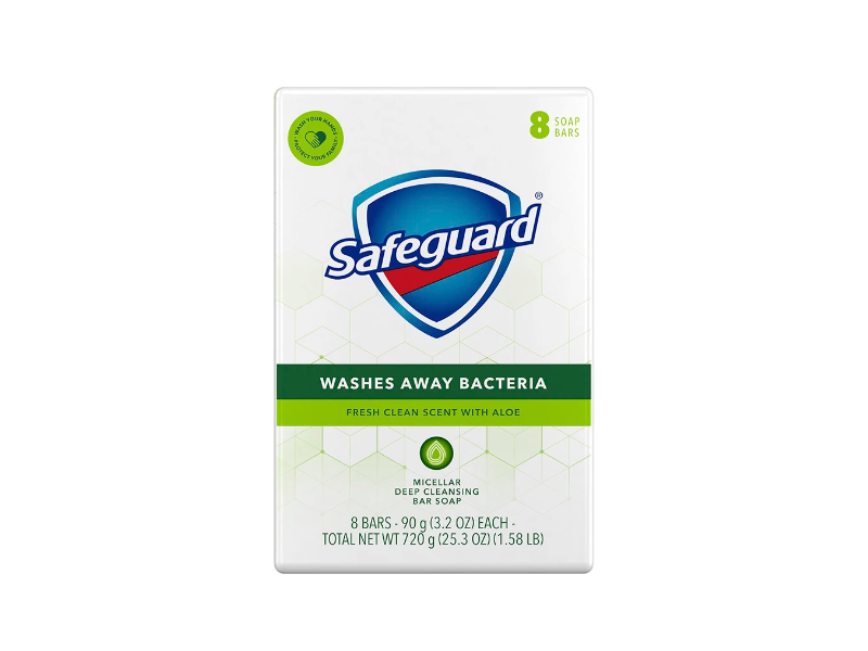 Safeguard Wash Away Bacteria Soap Bar, Fresh Scent, 3.2 oz/90 g, 8 Count, Pack Of 6