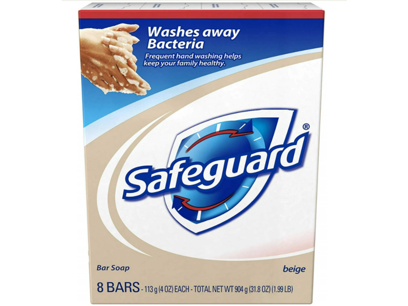 Safeguard Washes Away Bacteria Bar Soap, Beige, 4 oz/113 g, Pack Of 8