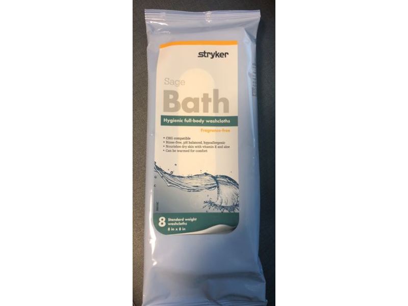 Sage Bath Hygienic Full-Body Washcloths, Fragrance-Free, 8 Count