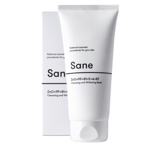 Маска Для Лица Очищающая И Отбеливающая Sane С Оксидом Цинка + Витамины Рр В1 Е А В7