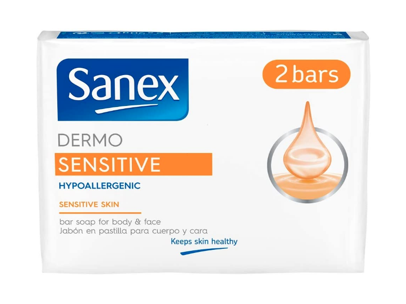 Sanex Dermo Sensitive Bar Soap, Hypoallergenic, Sensitive Skin, Pack Of 2
