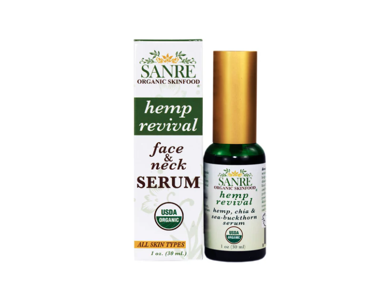 Sanre Organic Skinfood Face & Neck Serum, Hemp Revival, 1 oz/30 mL