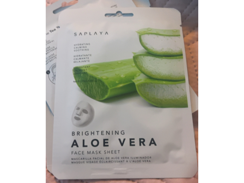 Saplaya Brightening Face Mask Sheet, Aloe Vera, 0.8 fl oz/25 mL