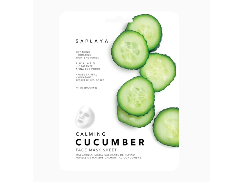 Saplaya Calming Face Mask Sheet, Cucumber, 0.8 fl oz/25 mL, Pack Of 6