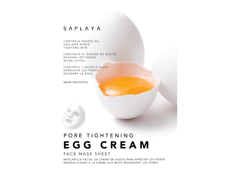 Saplaya Pore Tightening Face Sheet Mask, Egg Cream, 0.8 fl oz/25 mL