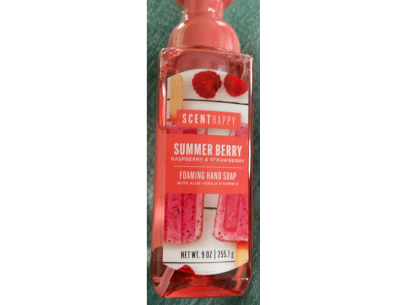 Scent Happy Summer Berry Foaming Hand Soap, Raspberry & Strawberry, Aloe Vera & Vitamin E, 9 oz/255.1 g
