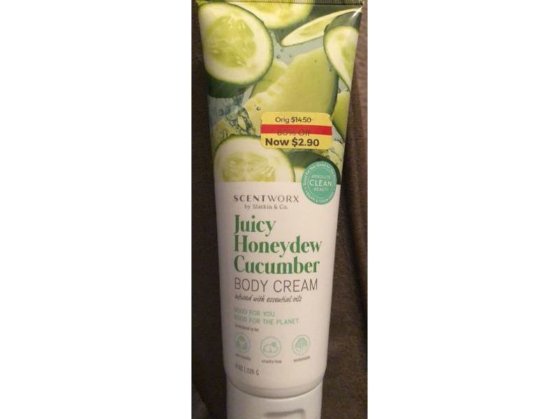 Scentworx Body Cream, Juicy Honeydew Cucumber, 6 oz/226 g