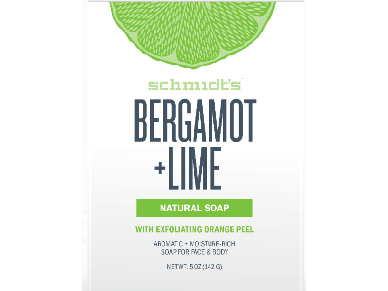 Schmidt's Bergamot Plus Lime Natural Soap With Exfoliating Orange Peel, 5 oz