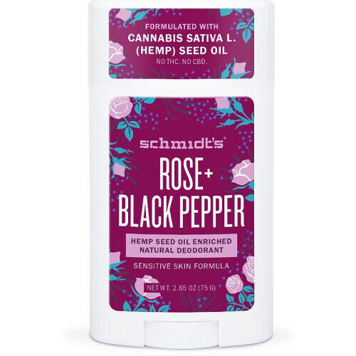 Rose + Black Pepper Hemp Seed Oil Enriched Natural Deodorant Sensitive Skin Formula