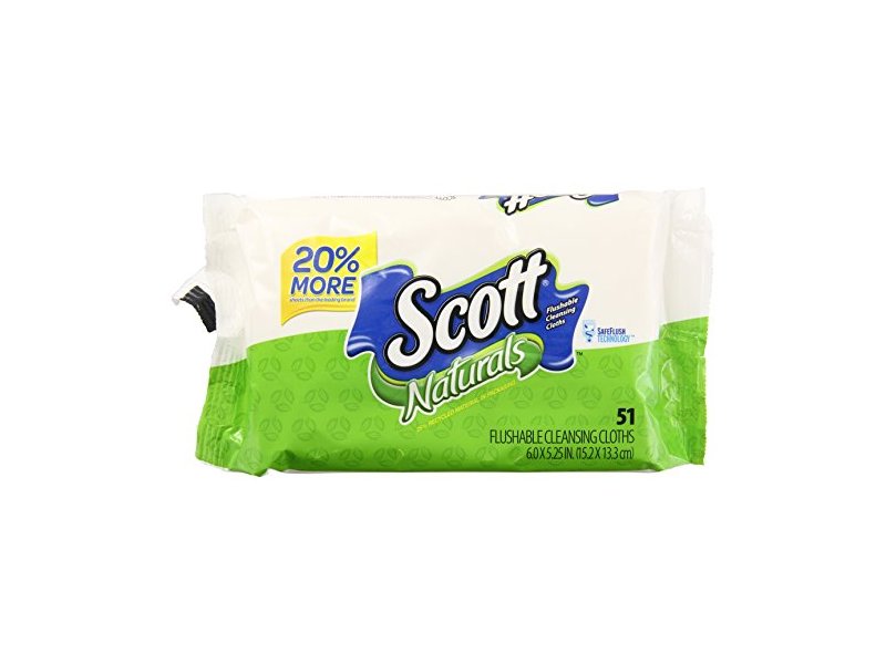 Scott Naturals Flushable Cleansing Cloths, 51 ct