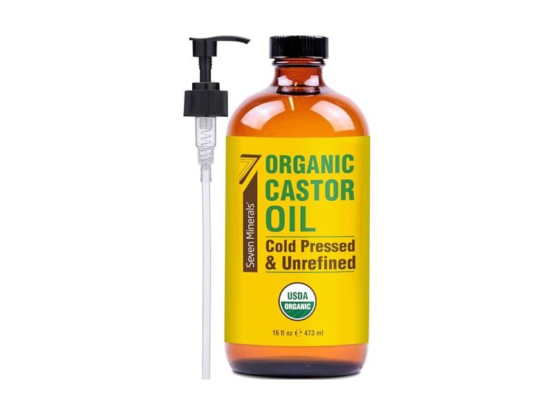 Seven Minerals Cold Pressed & Unrefined Organic Castor Oil, 16 fl oz/473 mL