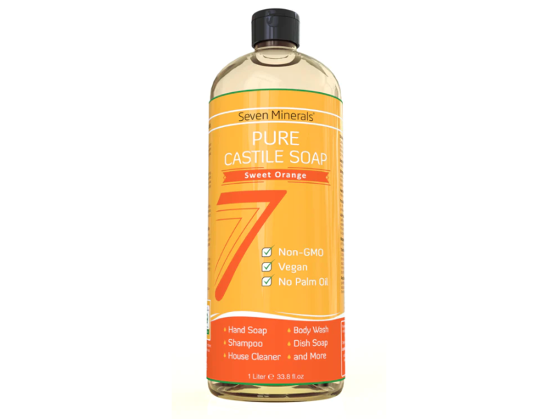 Seven Minerals Pure Castile Soap, Sweet Orange, 33.8 fl oz/1 L