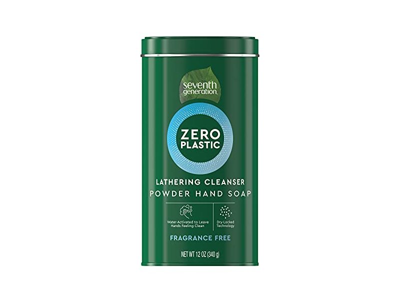 Seventh Generation Zero Plastic Lathering Cleanser Powder Hand Soap, 12 oz/340 g