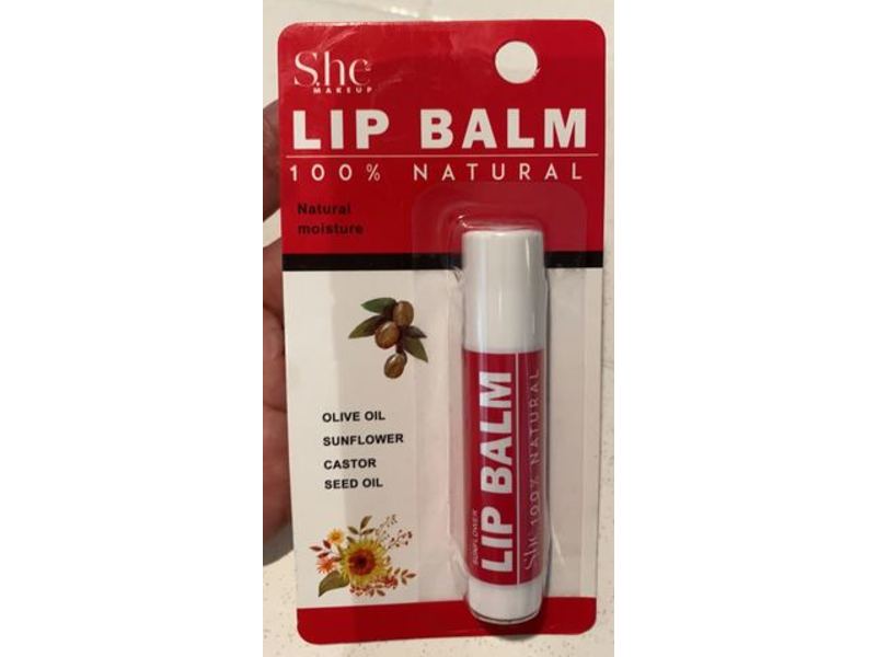 She Makeup Lip Balm, Olive Oil, Sunflower, Castor Seed Oil, 0.17 oz/4.8 g