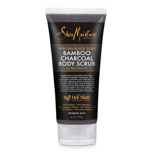 African Black Soap Bamboo Charcoal Body Scrub W/Tea Tree Oil