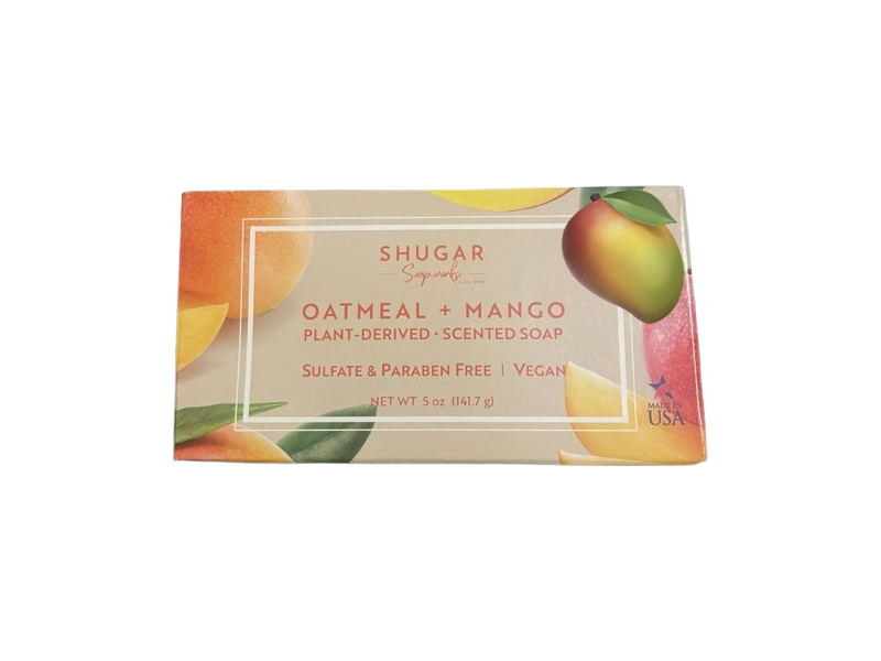 Shugar Soapworks Plant - Derived Scented Soap, Oatmeal + Mango, 5 oz/141.7 g