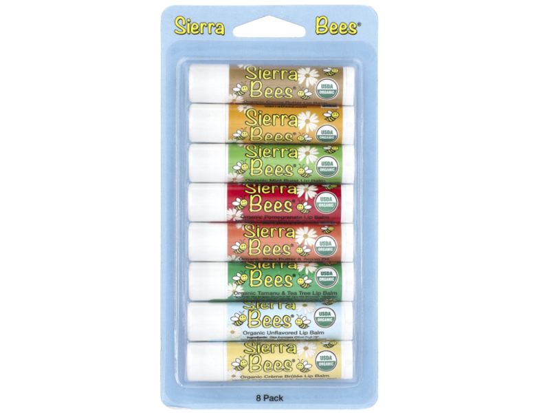 Sierra Bees Organic Lip Balm, 0.15 oz/4.25 g, 8 Count, Pack Of 2