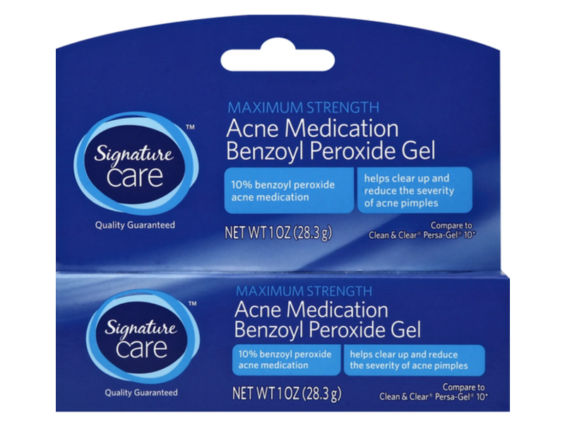 Signature Care Acne Medication Gel, Benzoyl Peroxide, 1 oz/28.3 g