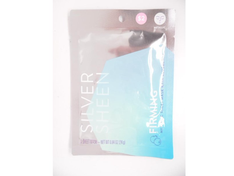 Silver Sheen Metallic Firming Facial Sheet Mask, Blueberry, 0.84 0Z/24 g, 1 Count