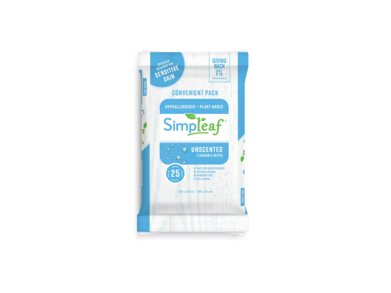 Simple Leaf Flushable Wipes, 25 Count, Pack Of 6
