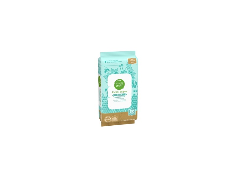 Simple Truth Facial Wipes, Unscented, 30 count