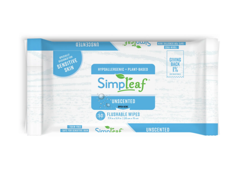 Simpleaf Flushable Wipes, + Soothing Aloe, 50 Count
