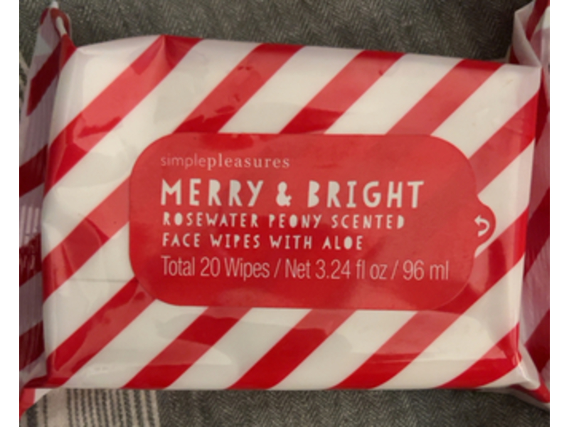 Simplepleasures Merry & Bright Face Wipe, 3.24 fl oz/96 mL