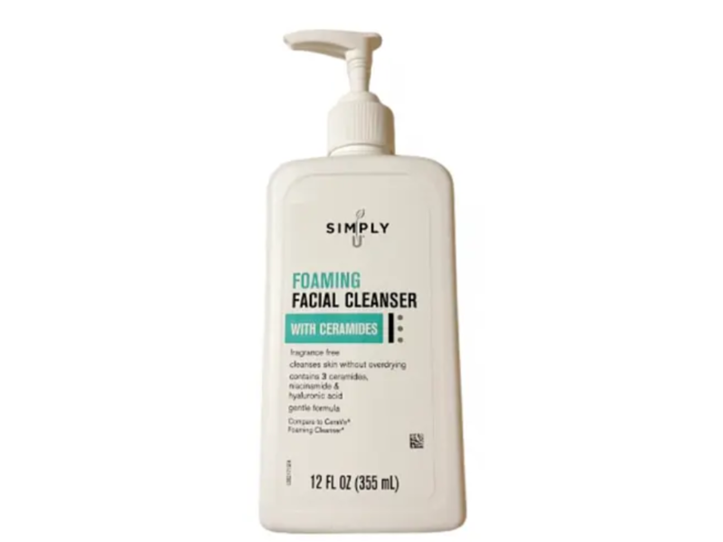 Simply Foaming Facial Cleanser, Ceramides + Niacinamide & Hyaluronic Acid, 12 fl oz/355 mL