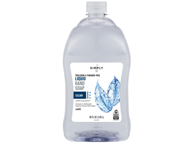 Simply Liquid Hand Soap, Clear, Refill, 56 fl oz/1.65 L