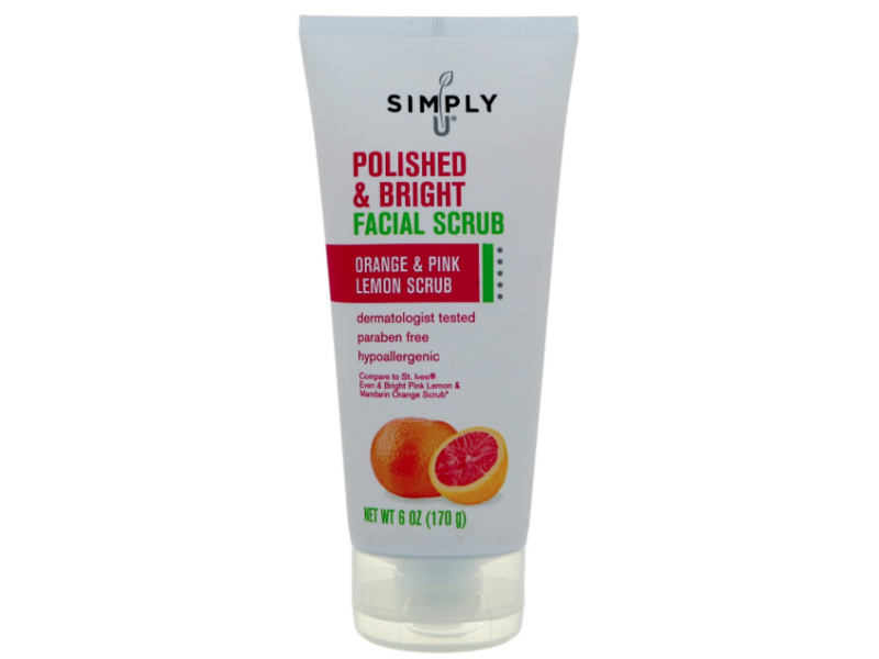 Simply U Polished & Bright Facial Scrub, Orange & Pink Lemon Scrub, 6 oz/170 g