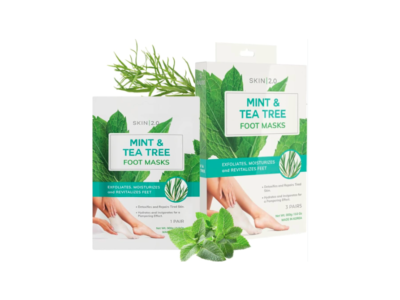 Skin 2.0 Foot Masks, Mint & Tea Tree, 0.85 oz/24 g, Pack Of 3