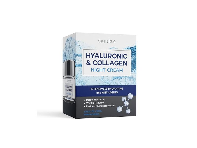 Skin 2.0 Night Cream, Hyaluronic Acid & Collagen, 1.69 fl oz/50 mL