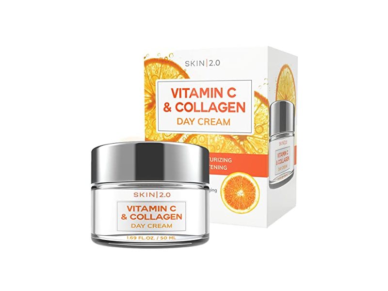 Skin 2.0 Ultra Moisturizing & Brightening Day Cream, Vitamin C & Collagen, 1.69 fl oz/50 mL