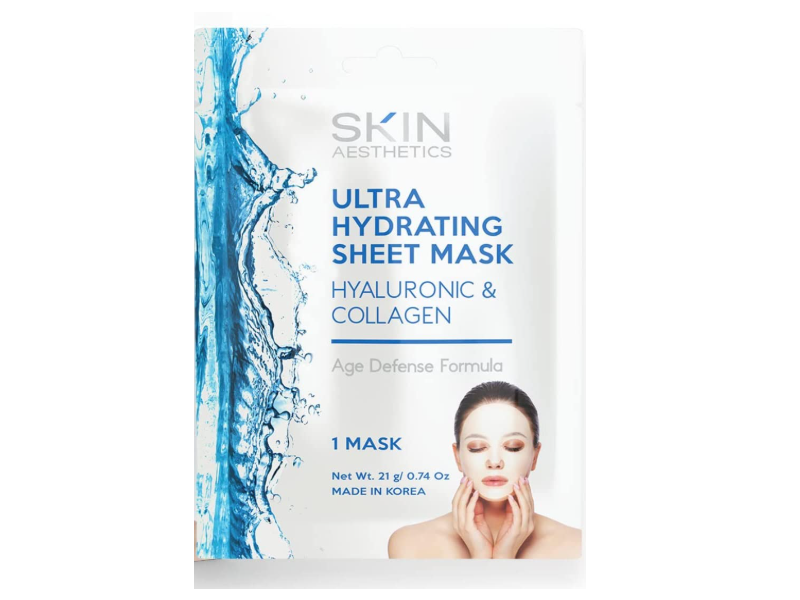 Skin Aesthetics Ultra Hydrating Sheet Face Mask, Hyaluronic & Collagen, 0.74 oz/21 g, 5 Count