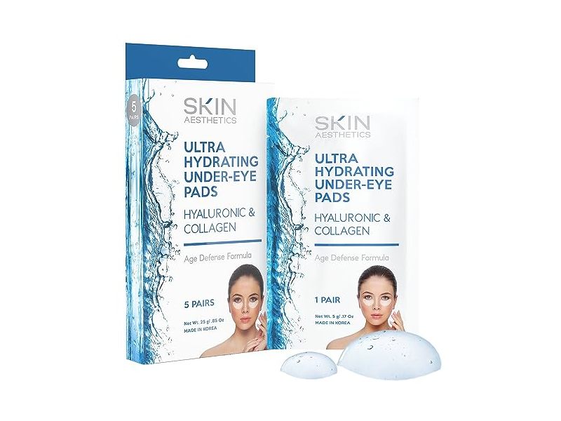 Skin Aesthetics Ultra Hydrating Under-Eye Pads, Hyaluronic & Collagen, 0.88 oz/25 g, 5 Pairs