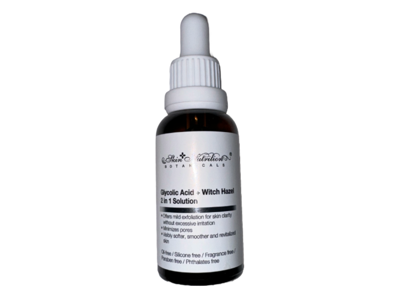 Skin Nutrition Botanicals 2 In 1 Solution Skin Renew Exfoliant, Glycolic Acid + Witch Hazel, 1 oz