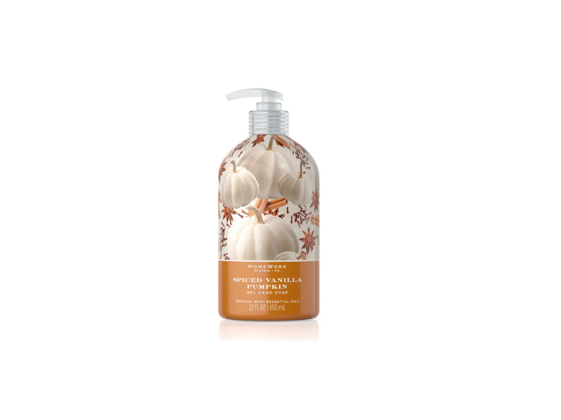 Slatkin&Co. HomeWorx Spiced Vanilla Pumpkin Gel Hand Soap, Essential Oils, 22 fl oz/650 mL
