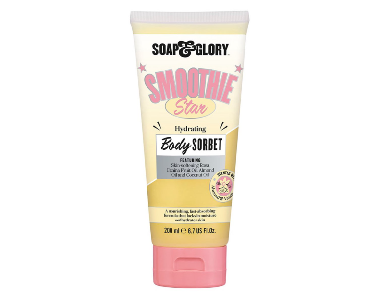 Soap & Glory Smoothie Star Hydrating Body Sorbet, Rosa Canina Fruit Oil + Almond Oil & Coconut Oil, 6.7 fl oz/200 mL