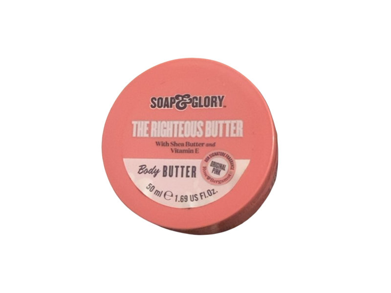 Soap & Glory The Righteous Body Butter, Original Pink, Shea Butter & Vitamin E, 1.69 fl oz/50 mL