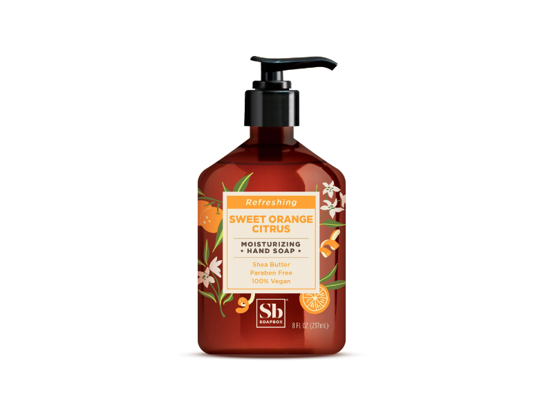 Soapbox Moisturizing Hand Soap, Sweet Orange Citrus Moisturizing, 8 fl oz/237 mL, Pack Of 6