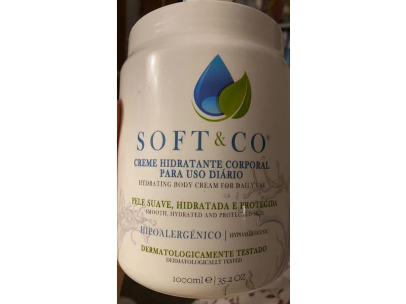 Soft & Co Hydrating Body Cream For Daily Use, Hypoallergenic, 35.2 oz/1000 mL