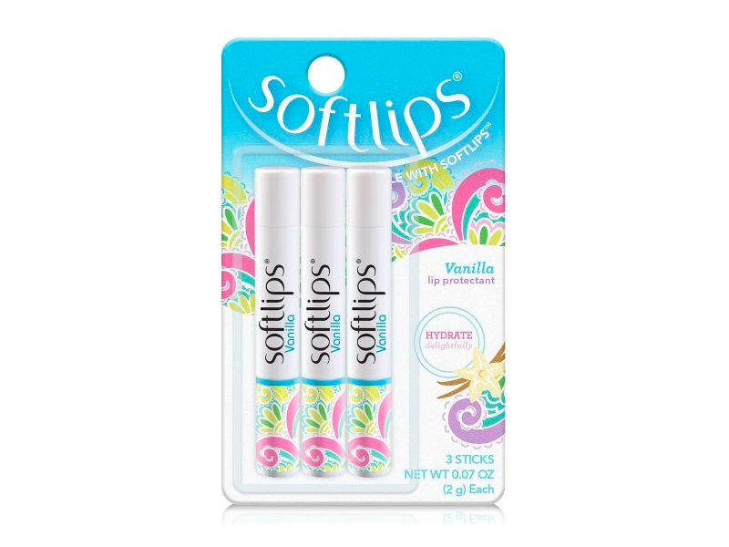 Softlips Lip Protectant With Intense Hydratant, Vanilla, 0.07 oz/2 g, 3 Sticks