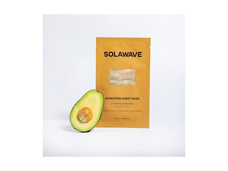 SolaWave Hydrating Sheet Mask, Avocado Peptides, 0.84 fl oz/25 mL, Pack Of 5