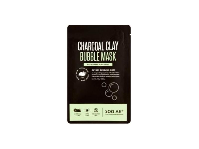 SOO AE Charcoal Clay Bubble Mask, Oxygen Bubbling, 0.35 oz
