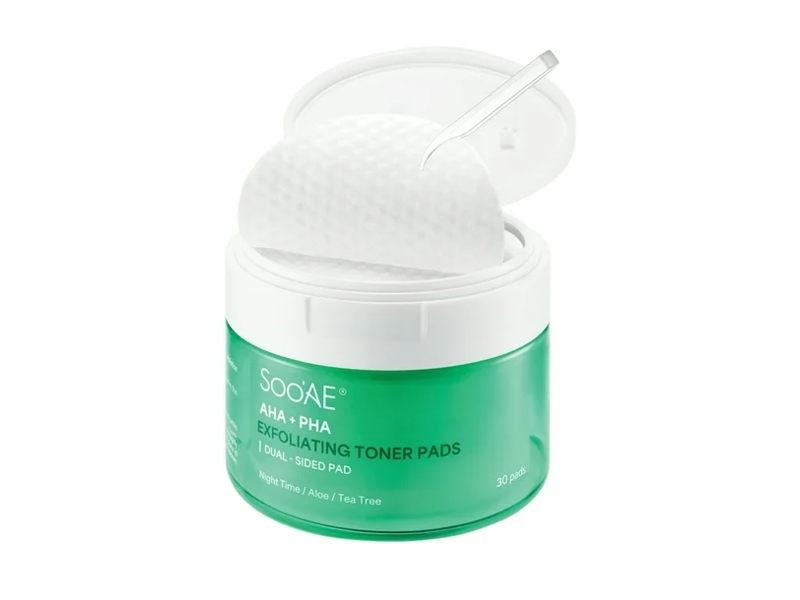SooAe Exfoliating Toner Pads, AHA + PHA, 30 Pads
