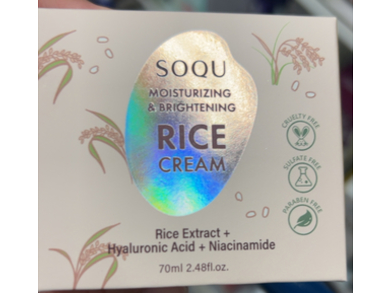 Soqu Moisturizing & Brightening Rice Cream, 2.48 fl oz/70 mL