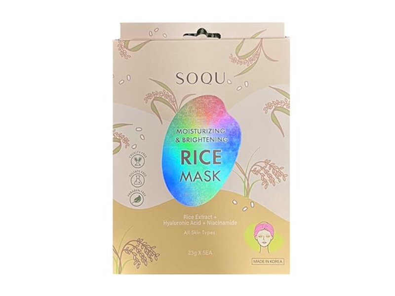 Soqu Moisturizing & Brightening Rice Mask, Rice Extract + Hyaluronic Acid * Niacinamide, 0.81 oz/23 g