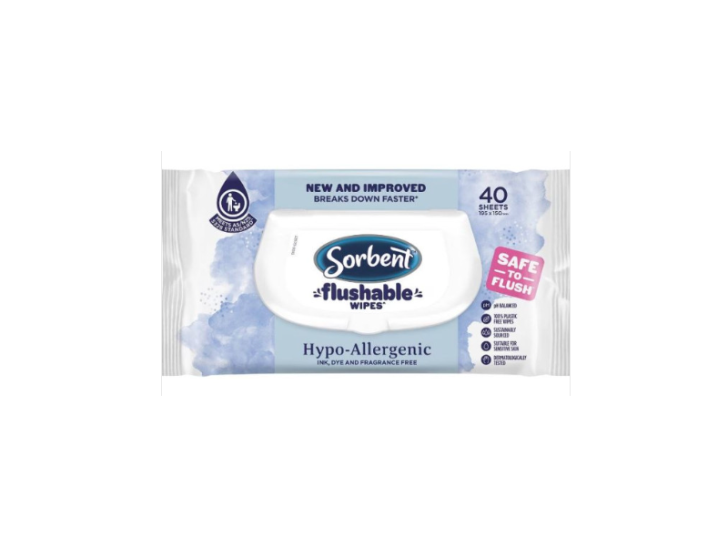 Sorbent Flushable Wipes, 40 Count, Pack Of 14