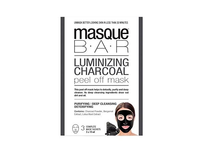 Spa at Home Luminizing Charcoal Peel Off Mask, Black, 3 Count