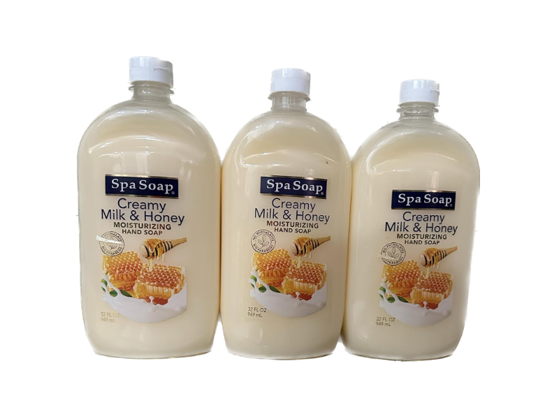 Spa Soap Creamy Moisturizing Hand Soap, Milk & Honey, 32 fl oz/946 mL, Pack Of 3